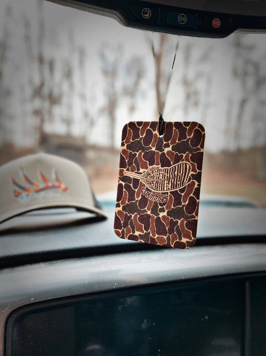 Air Freshener- Old school camo/wood duck feather