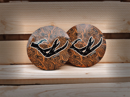 Topographic Antler Shed Car Coaster Set
