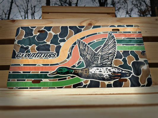 Old School Camo Retro Mallard License Plate