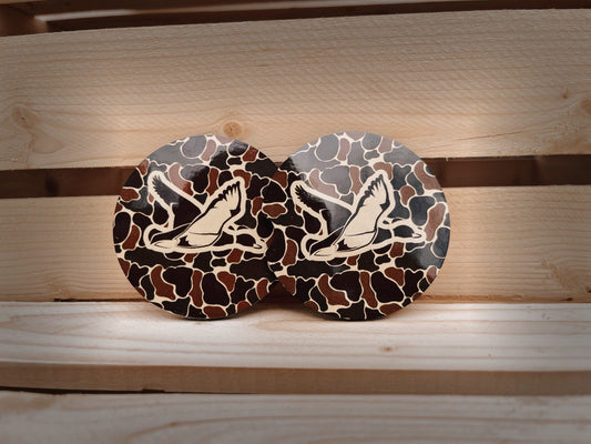 Old School Camo Mallard Car Coaster Set