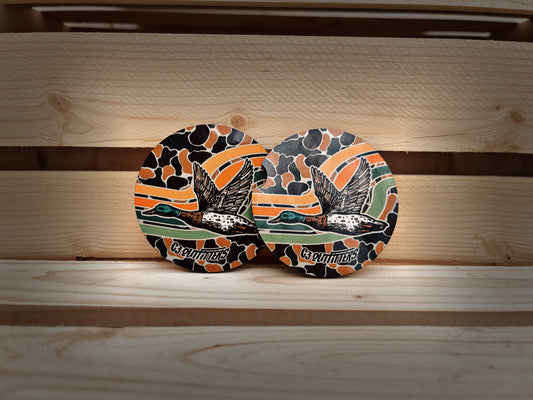 Old School Camo Retro Mallard Car Coaster Set