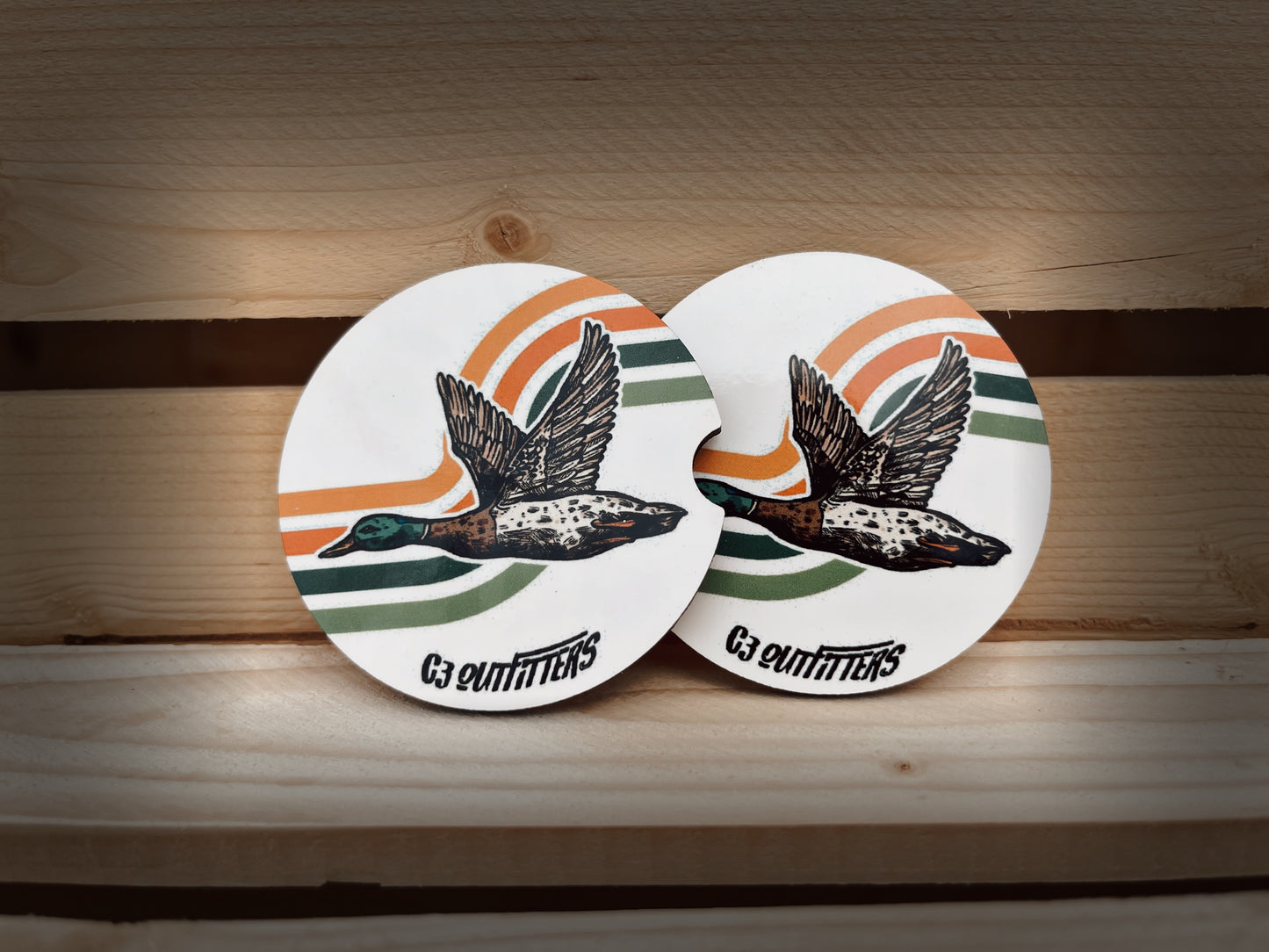 Old School Retro Mallard Car Coaster Set