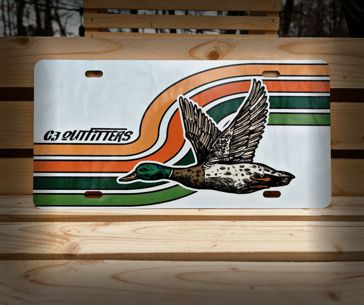 Old School Retro Mallard License Plate