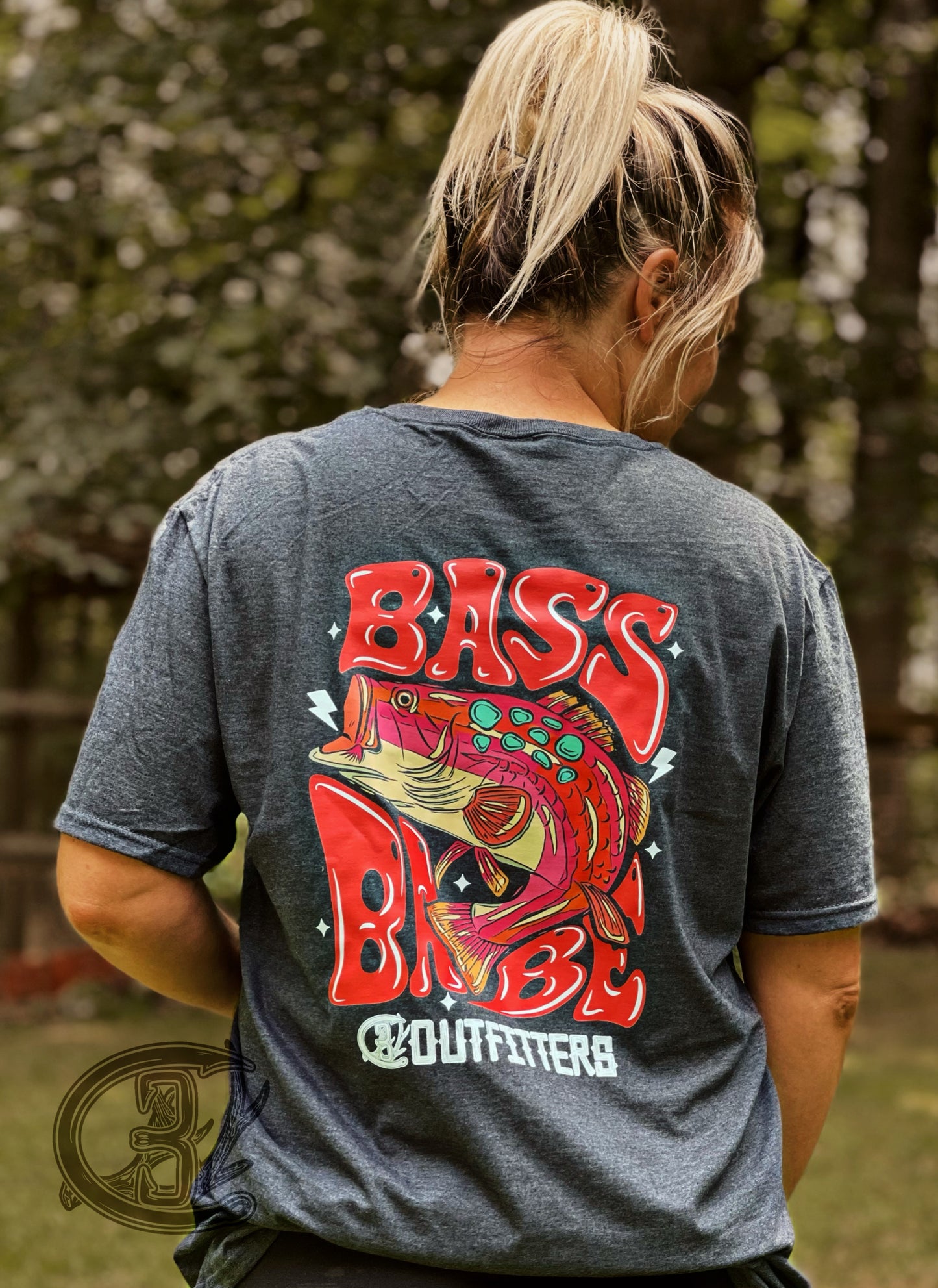 Retro Bass Babe Turquoise Largemouth Tee