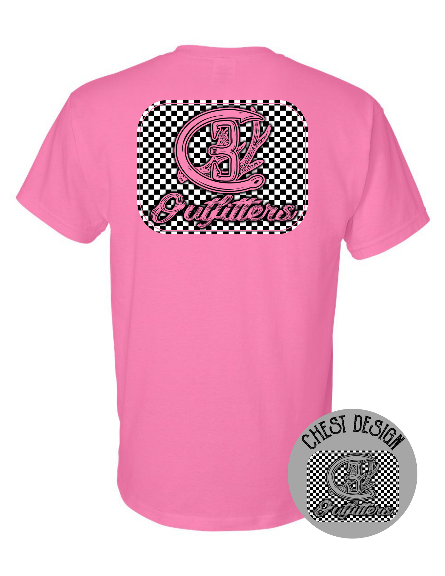 Retro Checkered Print Brand Tee